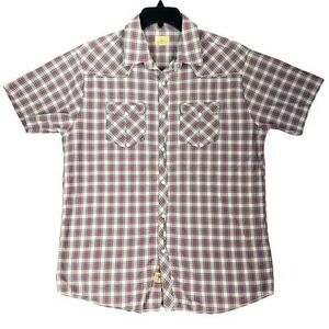 Vintage Trevero Western Shirt Mens L Plaid Short‎ Sleeve Button Up Heritage Y2K